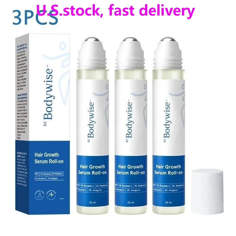 3-Pack Hair Growth Serum – Be Bodywise 3% Rosemary + 3% Redensyl (25ml Roll-On)