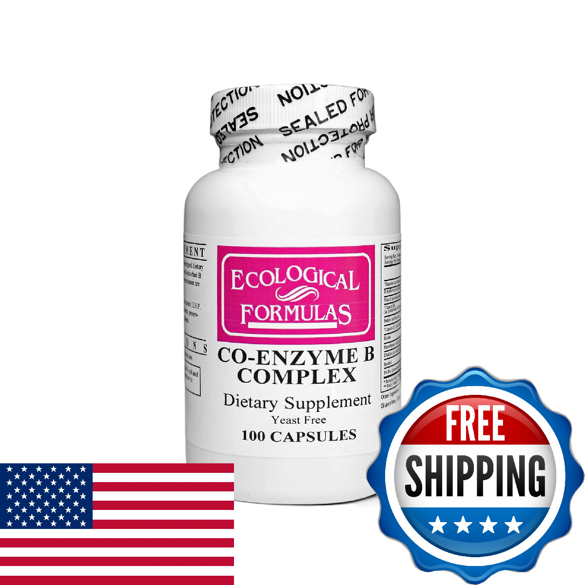 Ecological Formulas Co-Enzyme B Complex Capsules, Creamy White, 100 Count, 52202