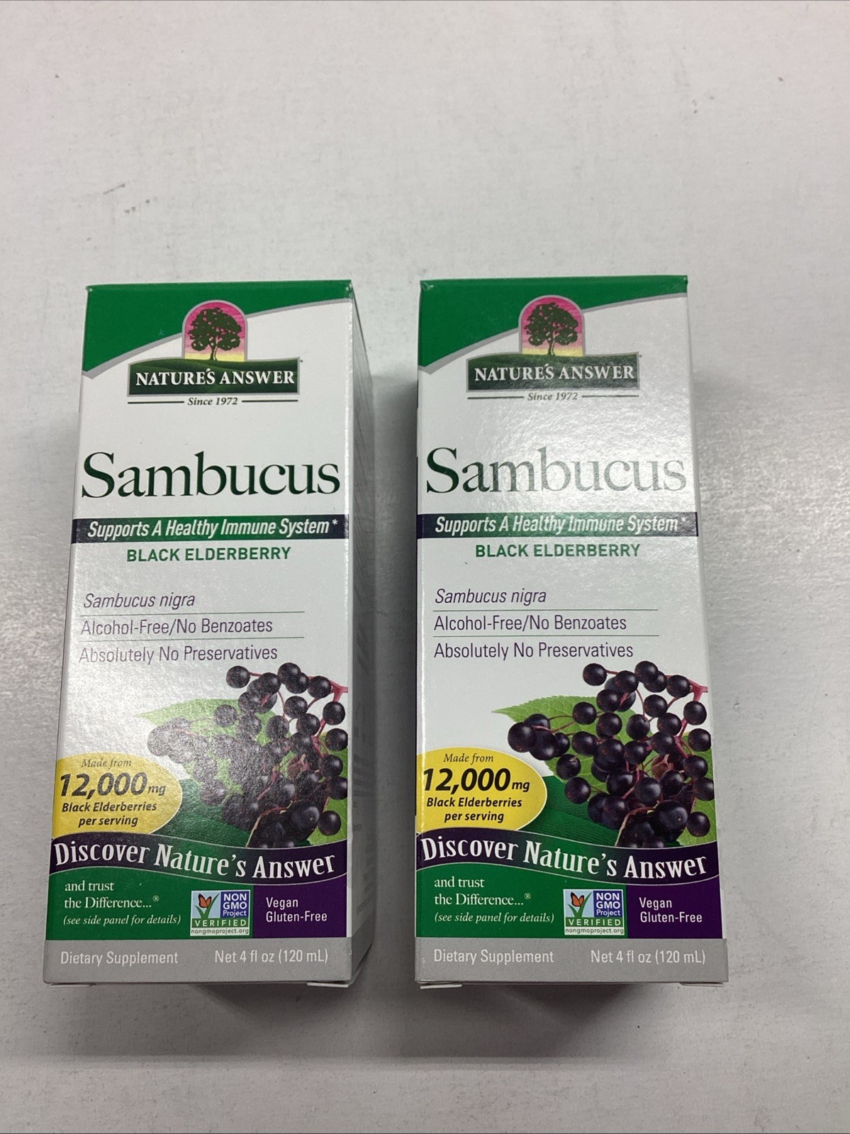Lot of 2 Nature’s Answer Sambucus Black Elderberry Supplement 4oz Exp 01/28