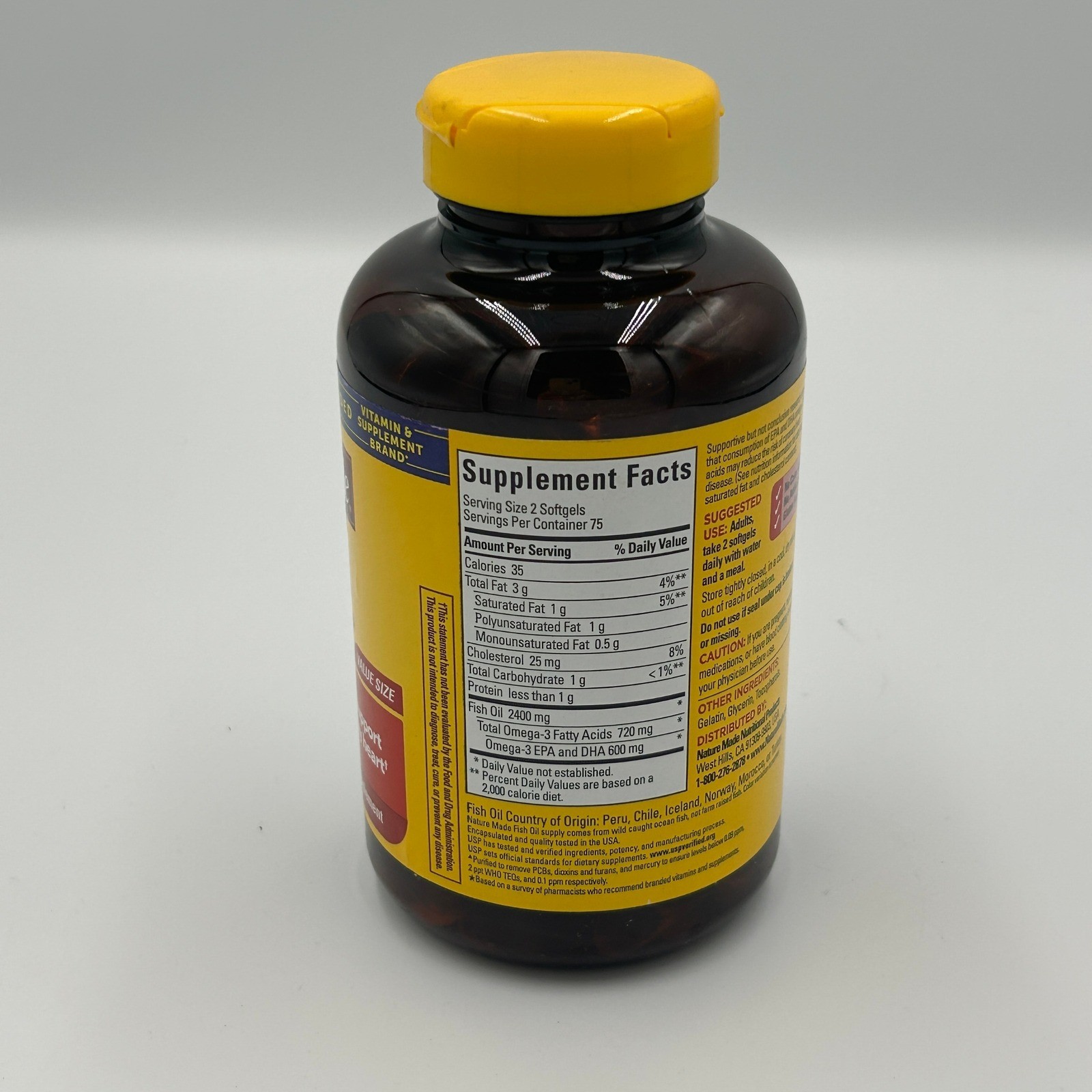 Nature Made Fish Oil Adults 150ct Yellow New 1200mg Omega-3 Heart Health