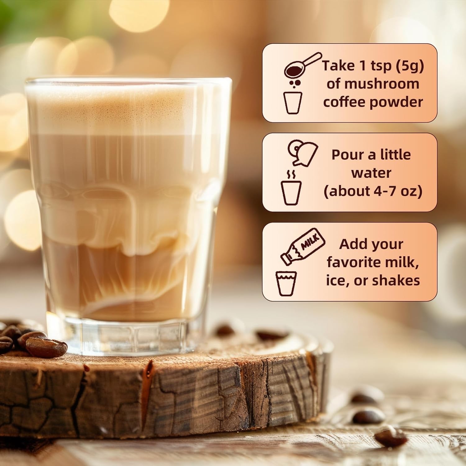 1-3x Organic Instant Coffee Powder Mushroom Coffee 210G Brain Memory Focus Boost