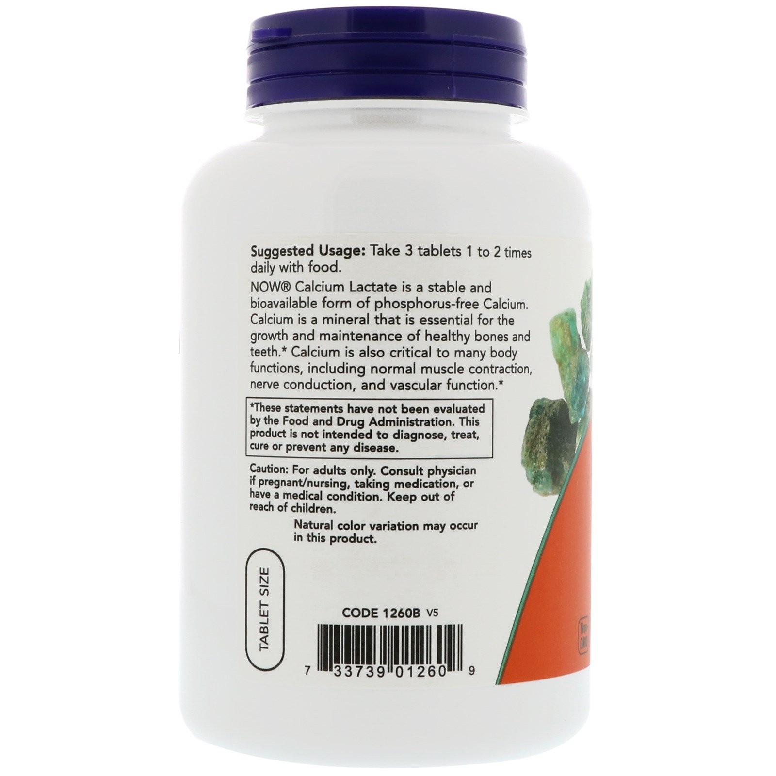 Now Foods Calcium Lactate 250 Tablets GMP Quality Assured, Vegan, Vegetarian