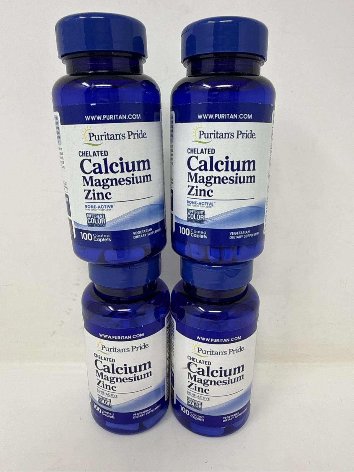 Puritan’s Pride Chelated Calcium Magnesium Zinc – 100 Caplets (lot Of 4)