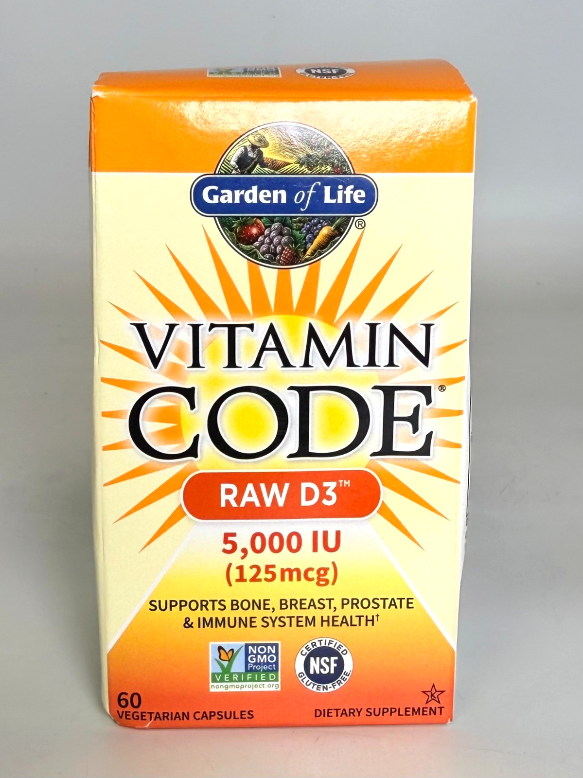 Garden of Life Vitamin Code Raw D3 5000 IU 125mcg – 60 Capsules *EXP 10/2027*