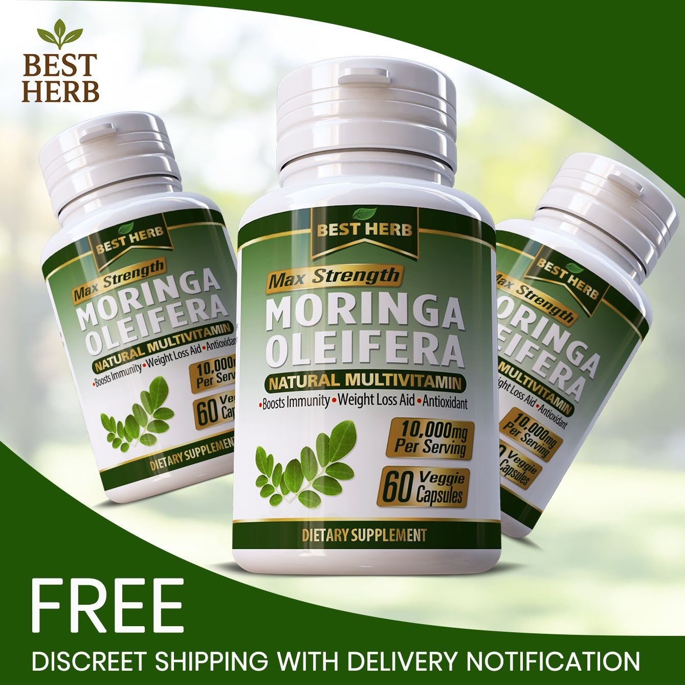 180 PILLS ORGANIC MORINGA LEAF PURE EXTRACT 10,000mg MULTIVITAMIN IMMUNE BOOSTER