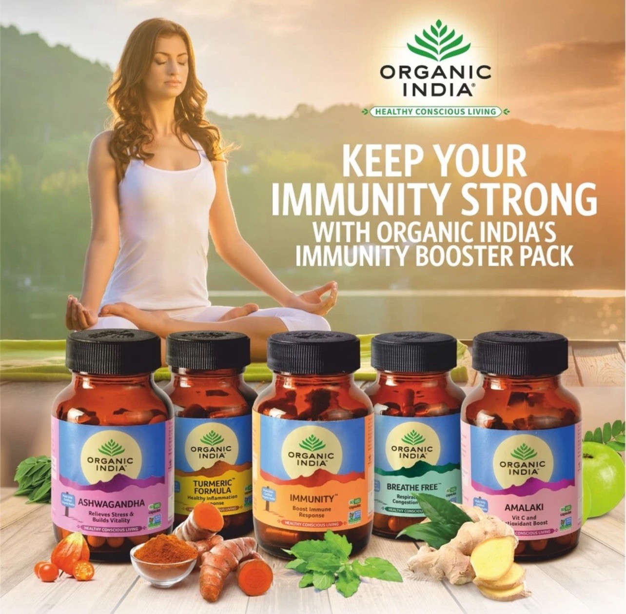 Organic India Ashvagandha FRESH NEW 3 BOX 180 CAPS Healthy Stress