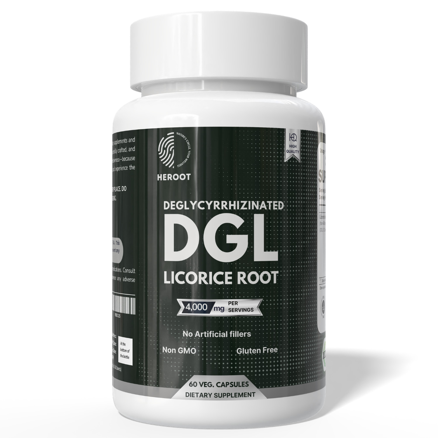 Heroot Licorice Root Extract Capsules 4000mg | Glycyrrhiza Glabra | 60 Capsules