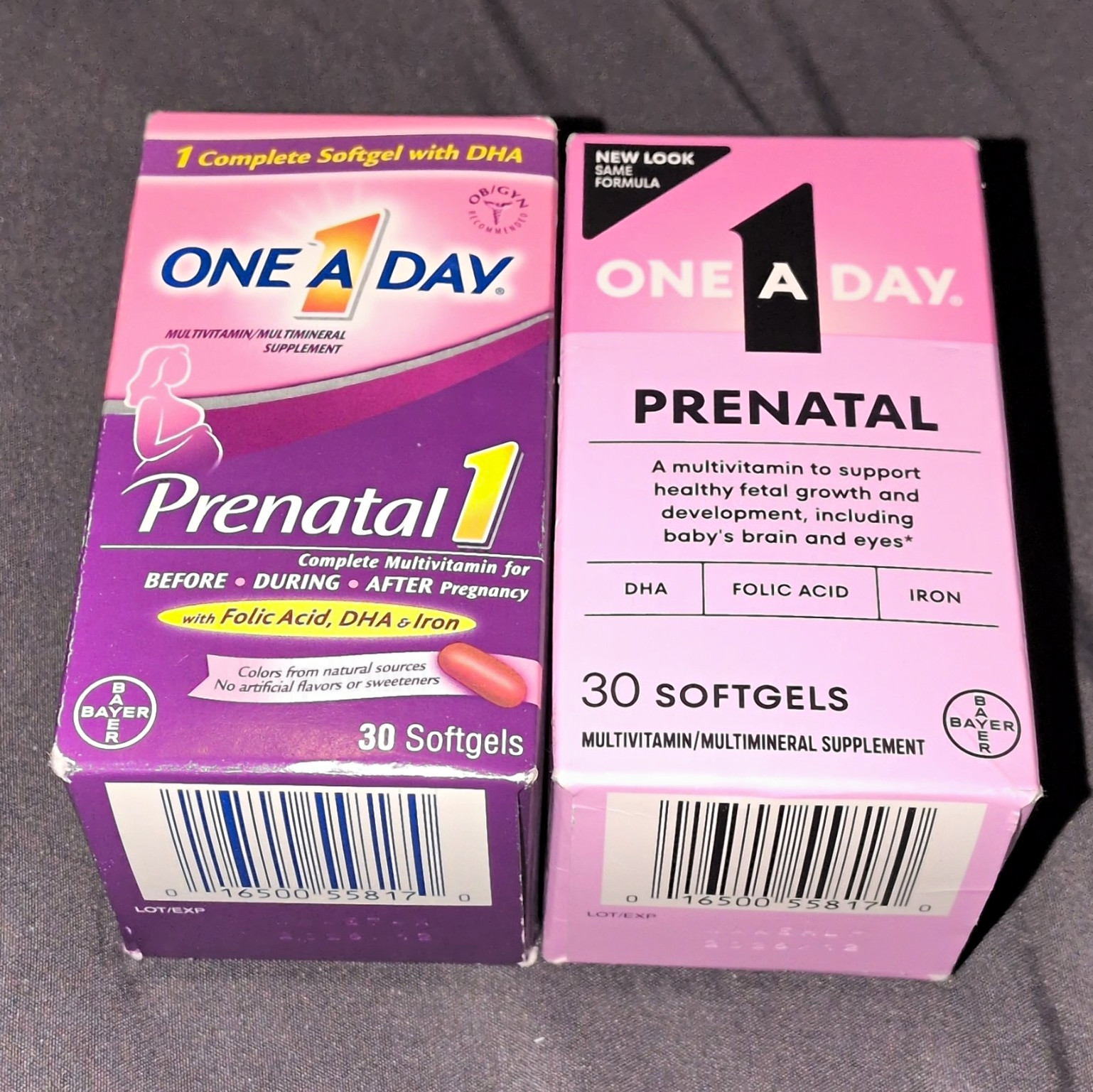 One A Day Prenatal 1 Multivitamin DHA Folic Acid Iron 60 Softgels (2) Exp 12/26