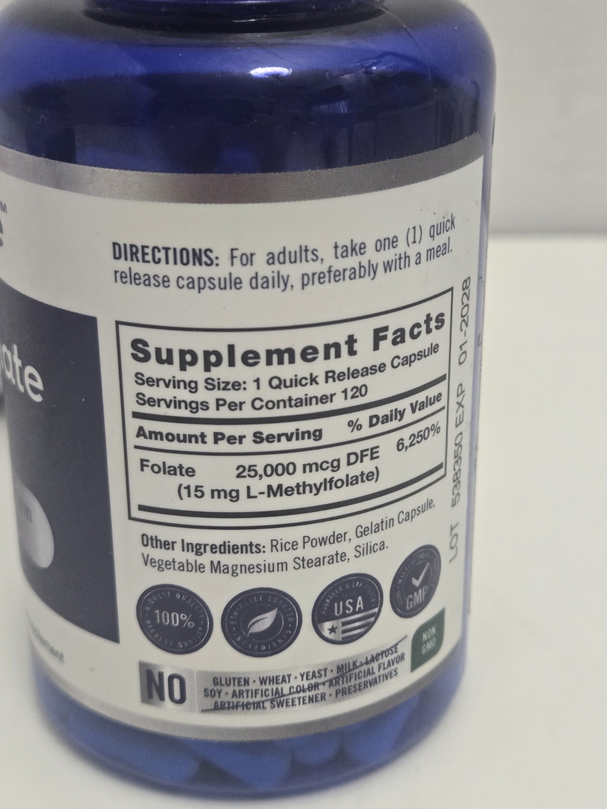 L Methylfolate 15mg 120 Capsules Opti-Folate Exp 1/28 SEALED x3 Lot