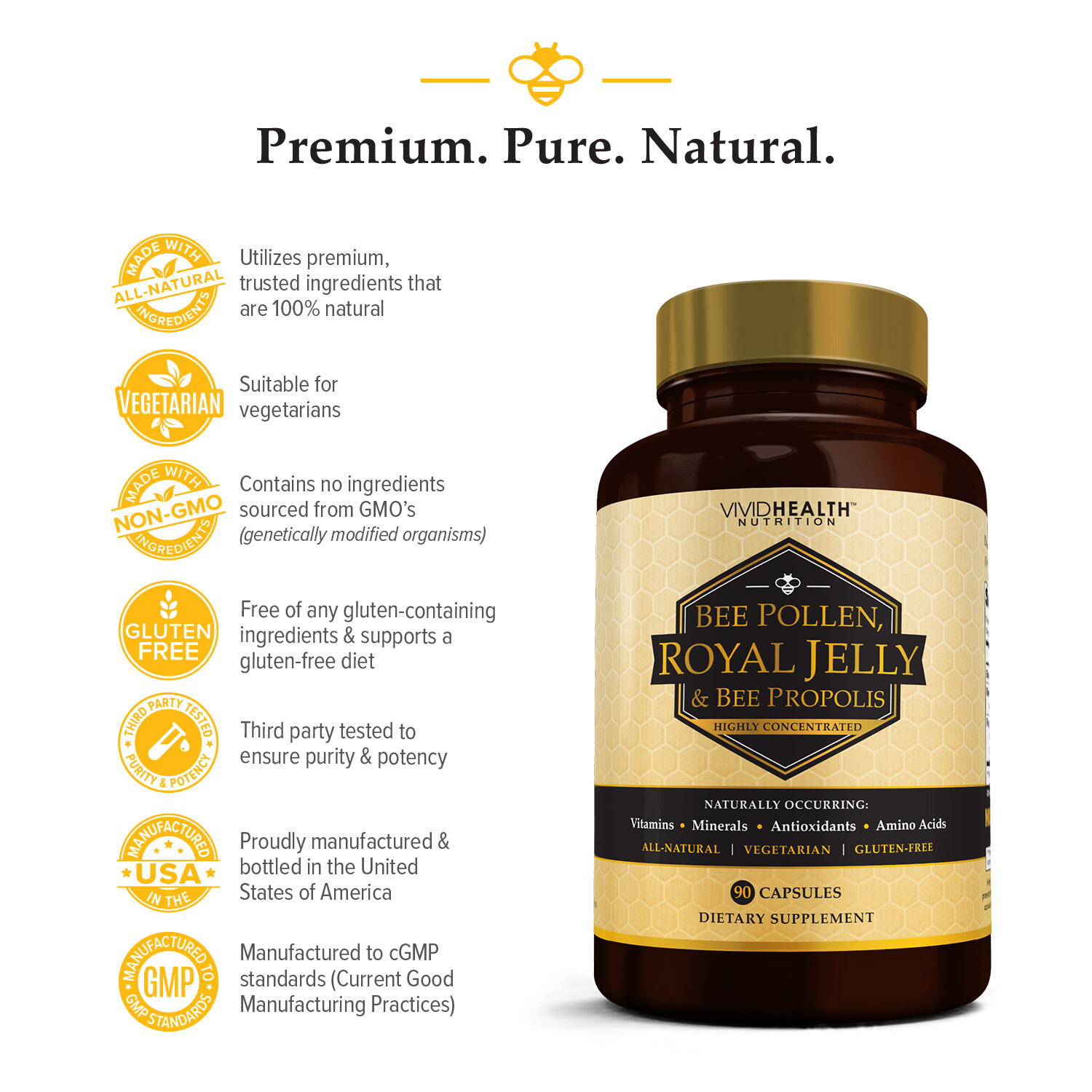 Immune Boosting Supercharger, ROYAL JELLY with BEE POLLEN & BEE PROPOLIS by VHN