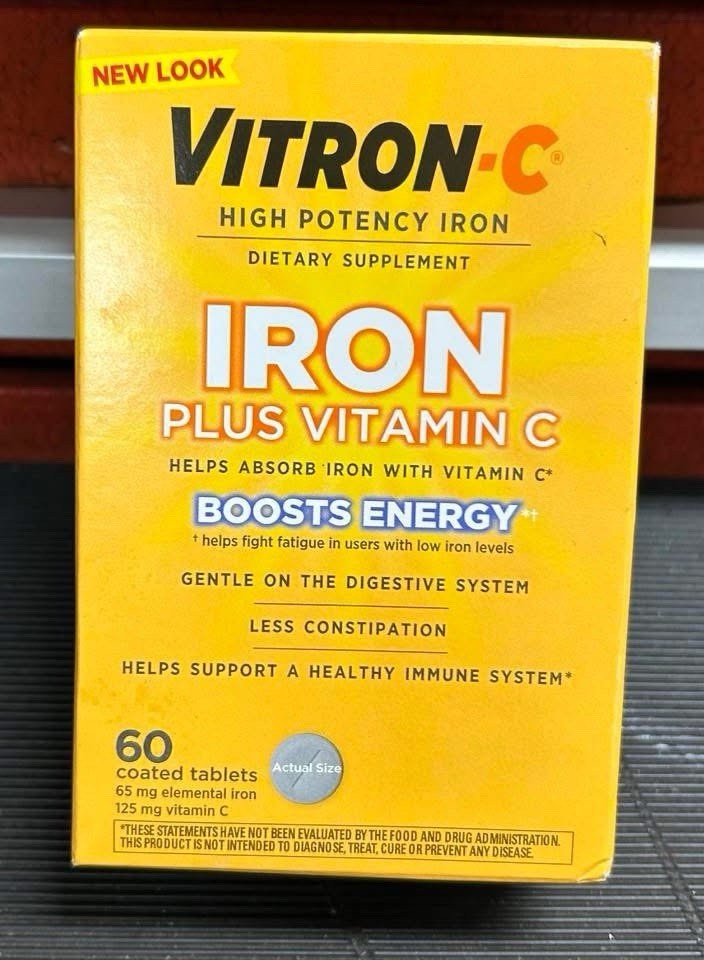 Vitron-C Iron Plus Vitamin C Supplement 60-Count Boosts Energy Sealed Exp. 09/27