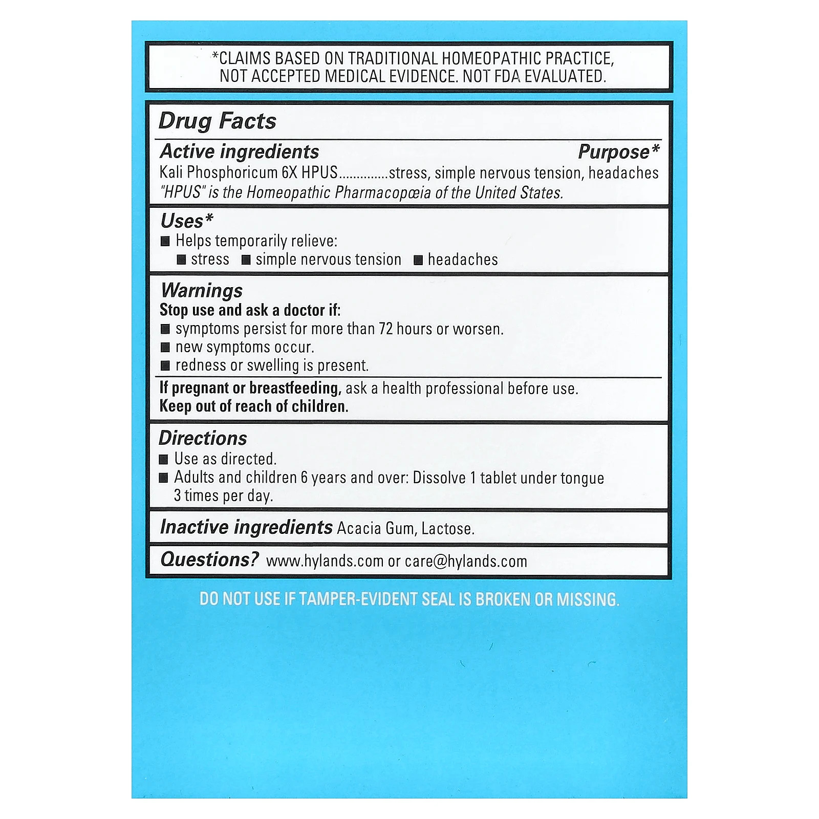 Cell Salt #6, Kali Phos 6X, 100 Quick-Dissolving Single Tablet