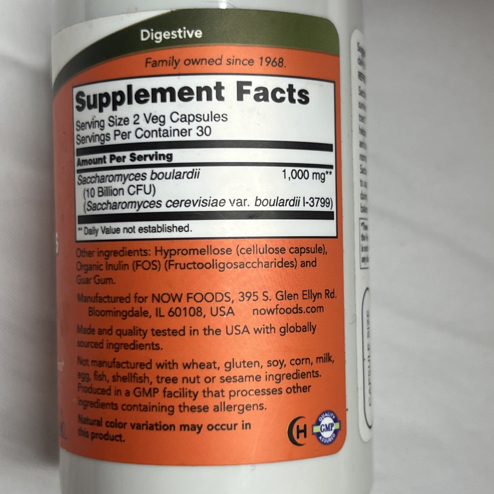 Saccharomyces Boulardii Probiotic 60 Veg Caps Exp 06/2027
