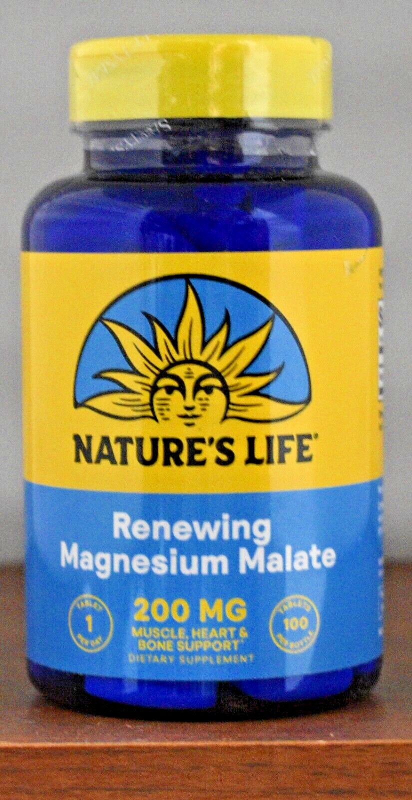 Nature’s Life Renewing Magnesium Malate 200 MG 100 Tablets Muscle, Heart, Bones