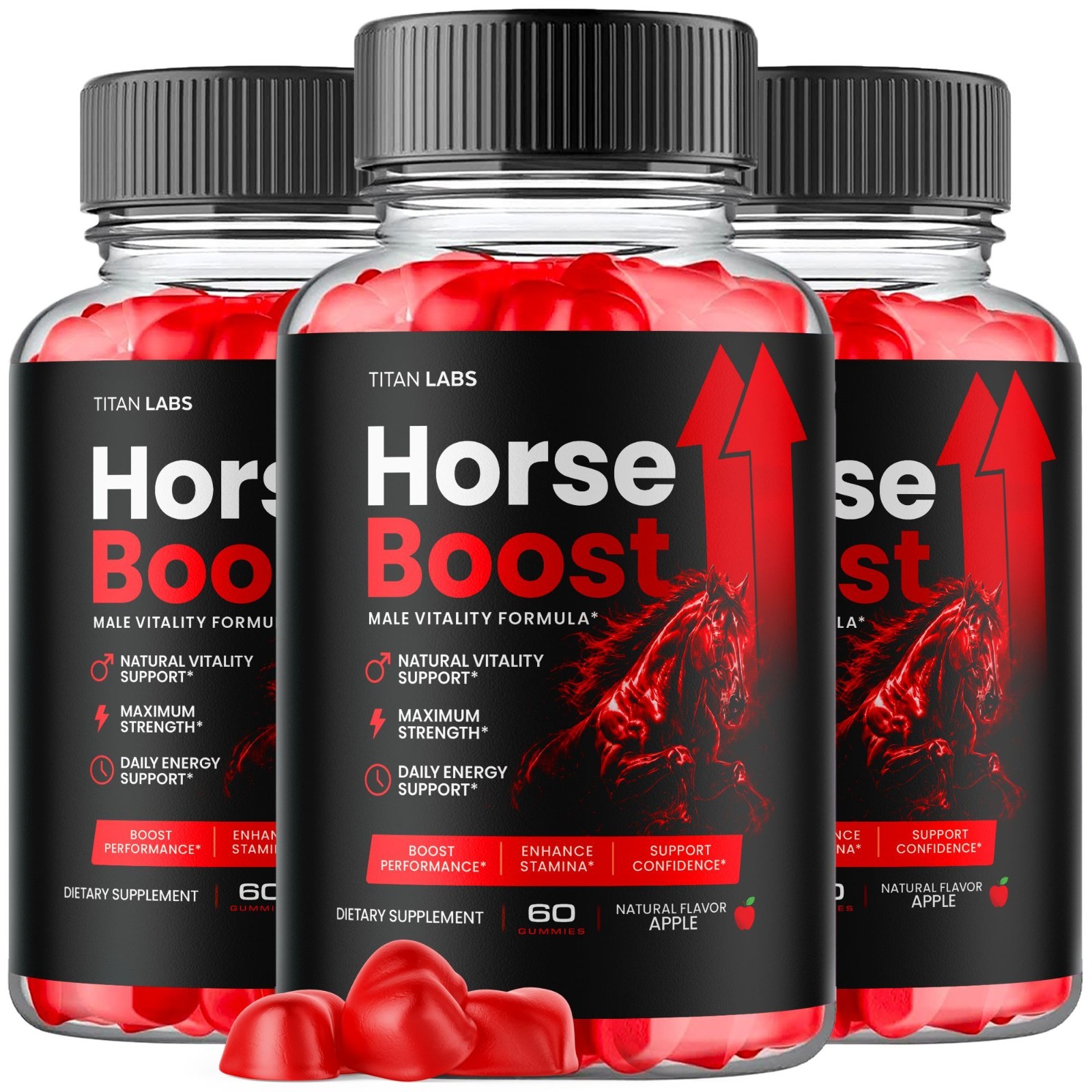 (3 Pack) Horse Boost ACV Gums Male Health Support Formula HorseBoost 180 Gummies