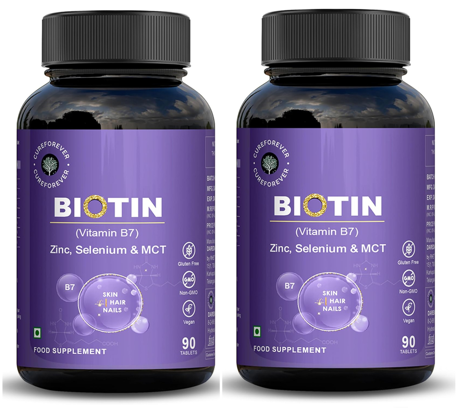 Biotin Vitamin B7 Tablet for Hair Growth Control Hair fall for Unisex 90N 2 Pack