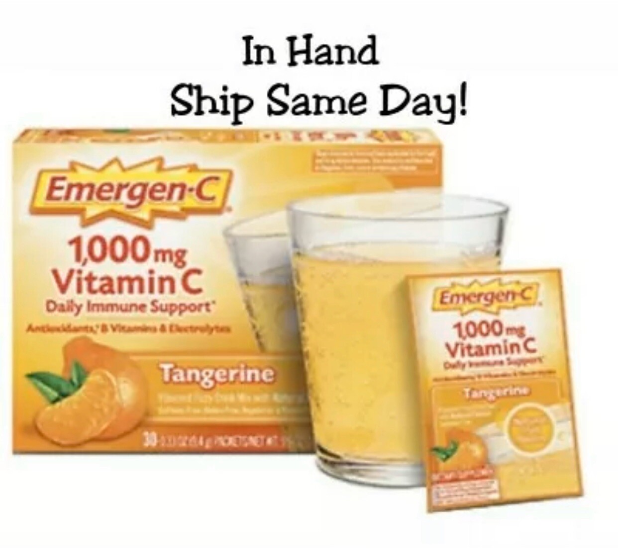 90 CT Emergen-C IMMUNE SUPPORT 30 x 3 Super Orange Raspberry Tangerine Vitamin C