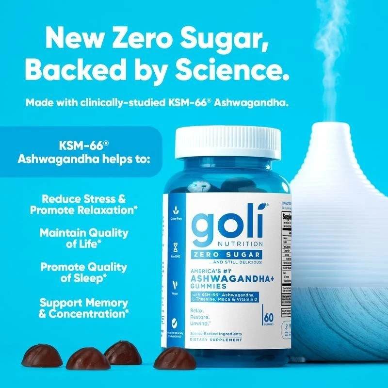 3 Bottles Goli Zero Sugar Best Seller Trio Set Gummies, 60 Counts Per Bottle