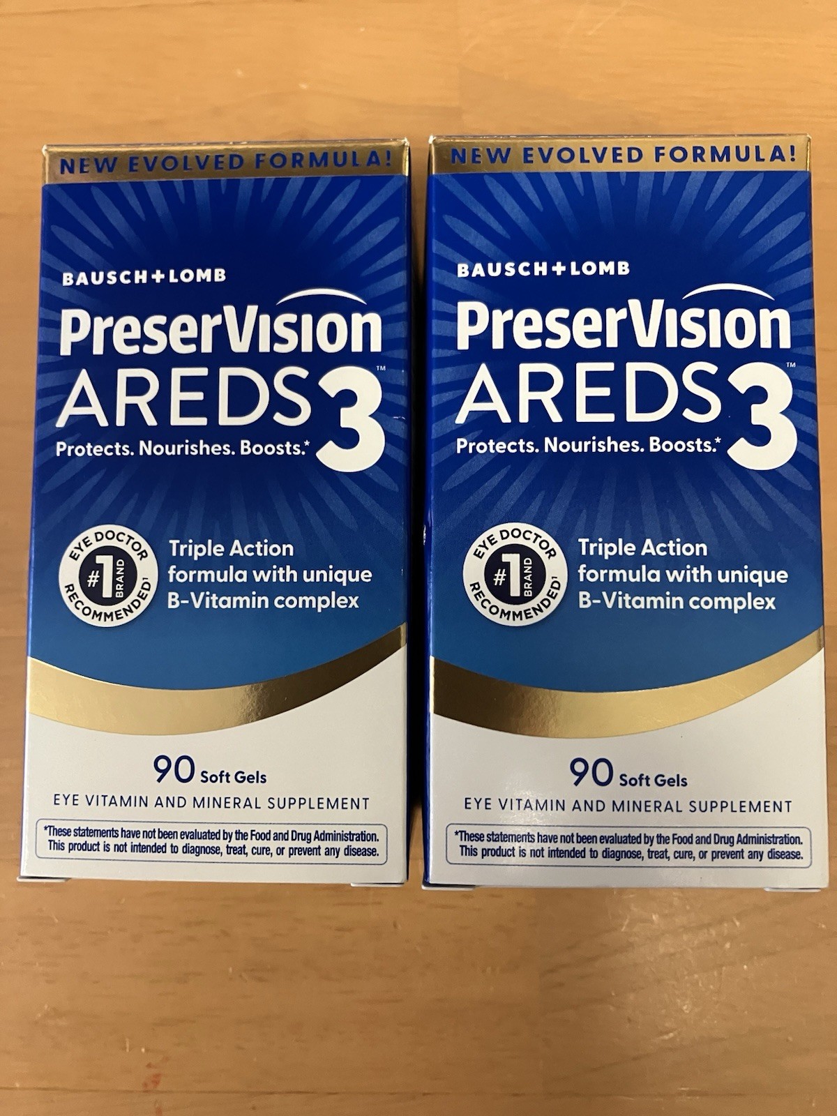 2 Pk. Bausch+Lomb PreserVision AREDS 3 Eye Vitamin Soft Gels 180ct. Total