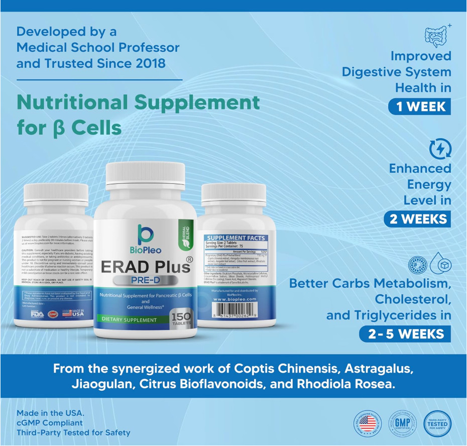 3 ERAD Plus Pre-D Cell health Supplement for Metabolism AMPK Support 150 Tablet