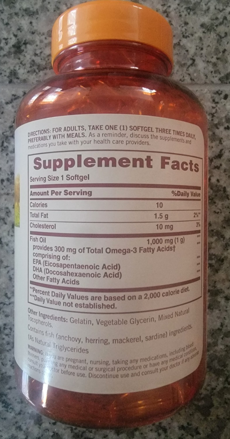 1 Sundown Fish Oil 1000 mg / 300 mg Omega 3 Heart and Circulatory 144 Softgel