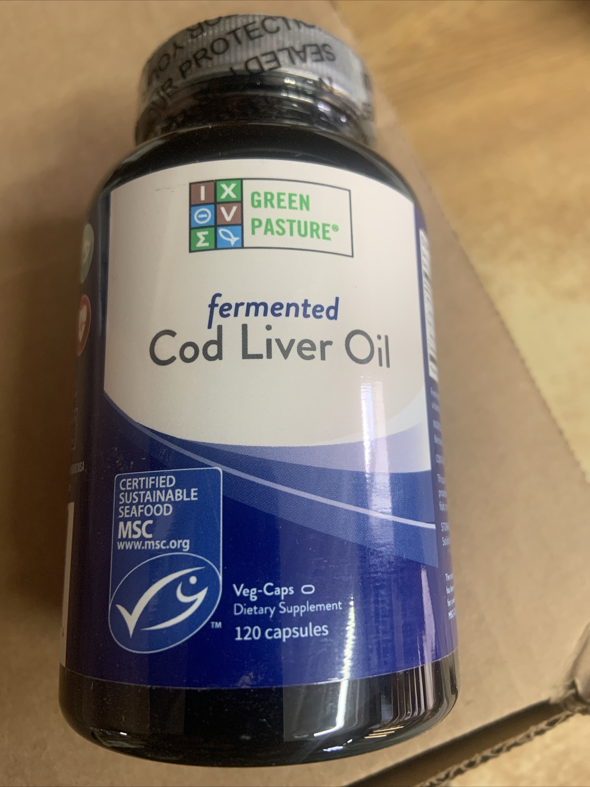 Green Pasture Blue Ice Fermented Cod Liver Oil, 120 Veg Capsules, Non-Flavored