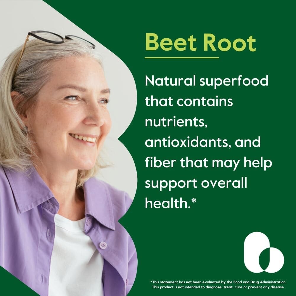 Beet Root 550mg (120 Vegetarian Capsules) – No Fillers – Vegan – Non-GMO