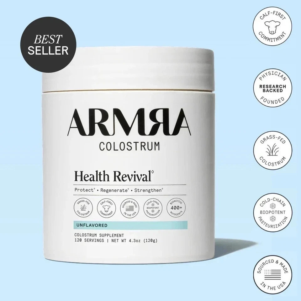 ARMRA Colostrum Health Revival Superfood Grass-Fed Immune Unflavored Jar 120g