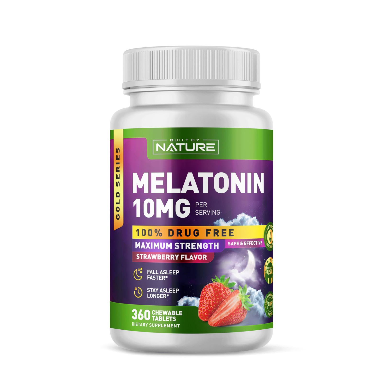Melatonin 10 Mg – Fast Dissolve Berry Tablets – Extra Strength Drug Free Sleep S