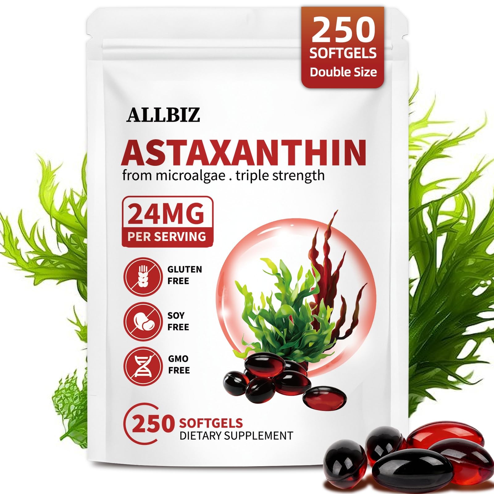Astaxanthin 24mg | 250 Softgels | 250-Day Supply 250 Count (Pack of 1)