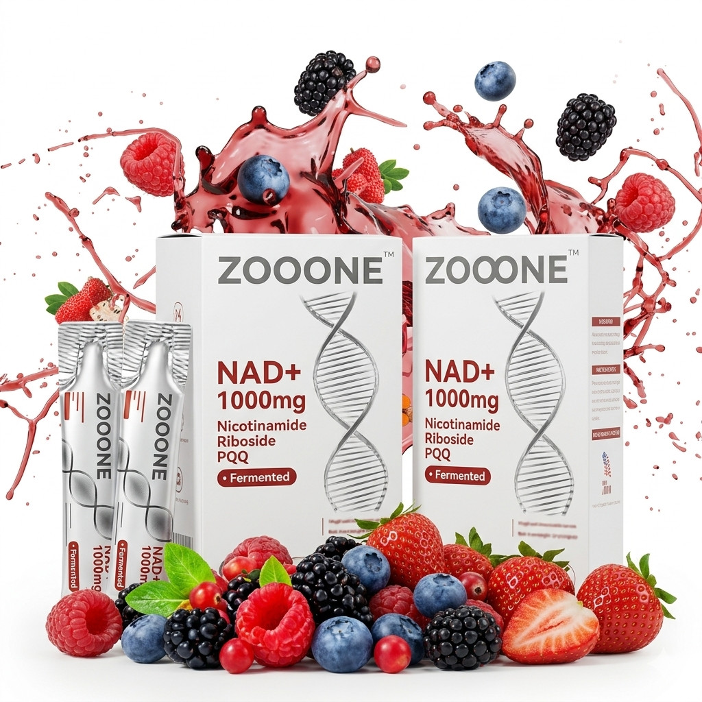 ZOOONE NAD+ 1000mg 2-Pack Mixed Berry Anti-Aging Cellular Energy 60 Packets