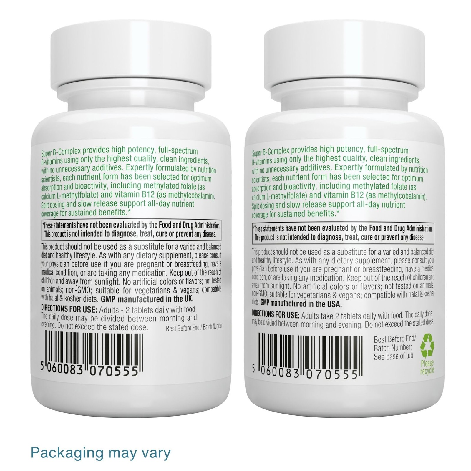 Igennus Super B-Complex Methylated B Vitamins – 60 Count (Pack of 1), Yellow