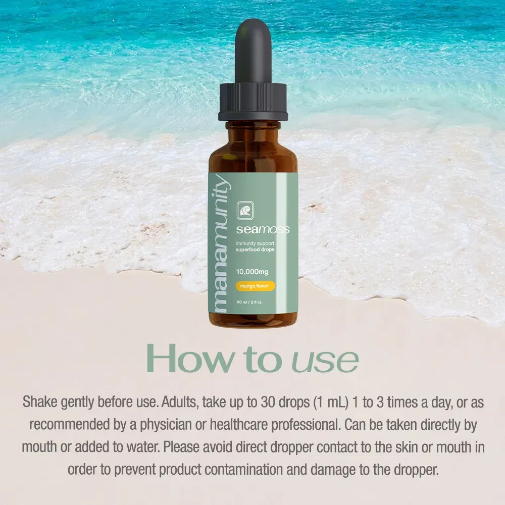Sea Moss Liquid Drops 10,000 mg Organic Irish Sea Moss Gel with 350 mg Burdock R