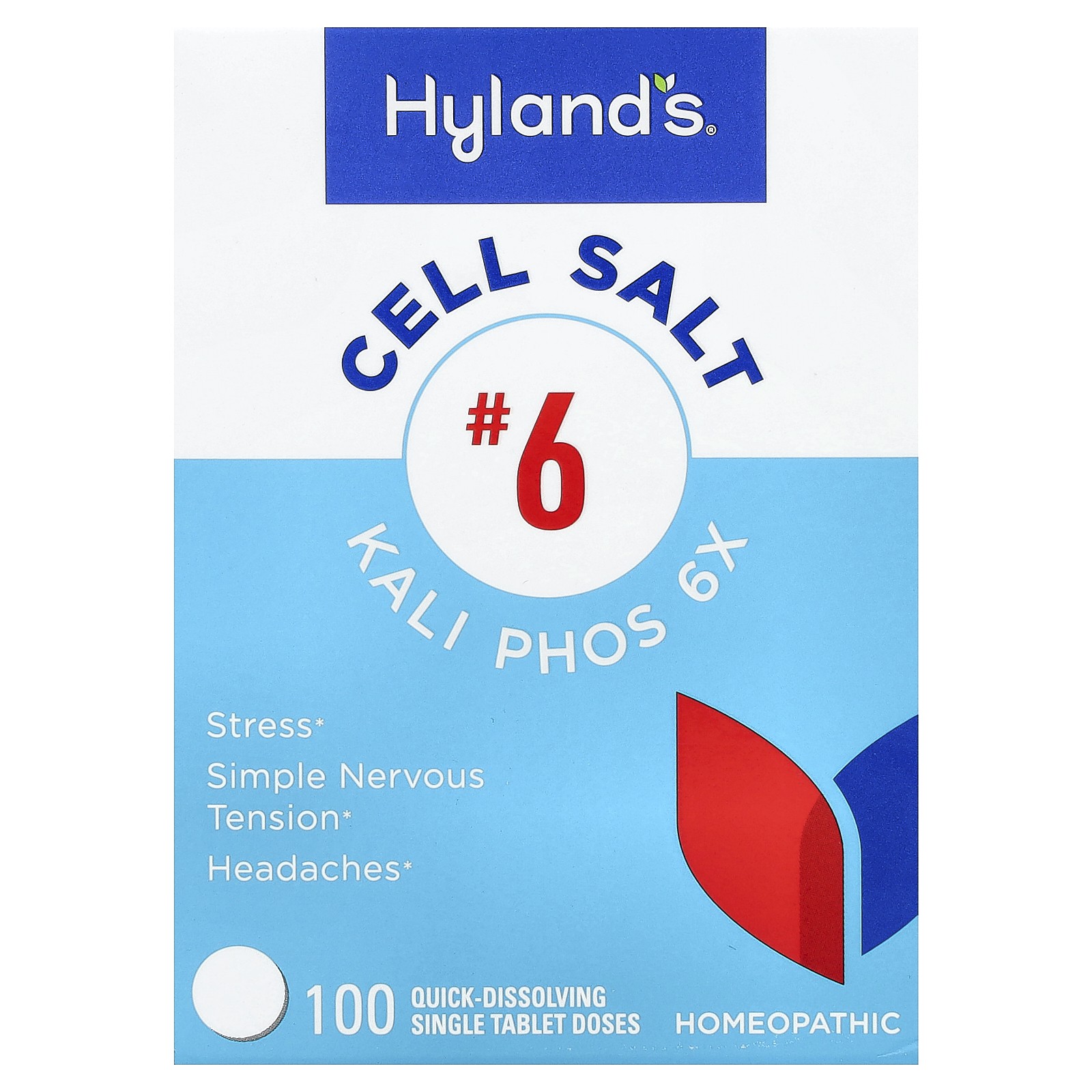 Cell Salt #6, Kali Phos 6X, 100 Quick-Dissolving Single Tablet
