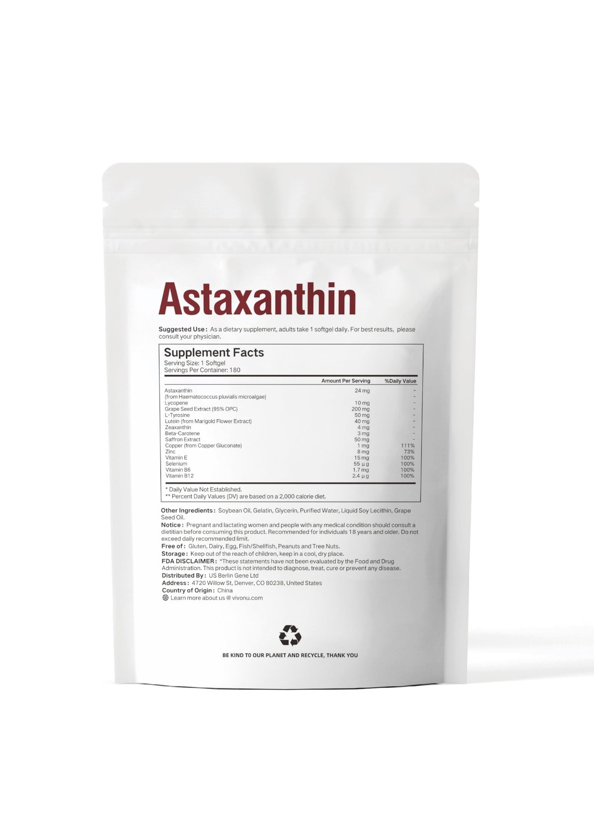 14-in-1 Astaxanthin 24mg & Lutein 40mg Supplements, 180 Softgels, Eye & Skin Sup