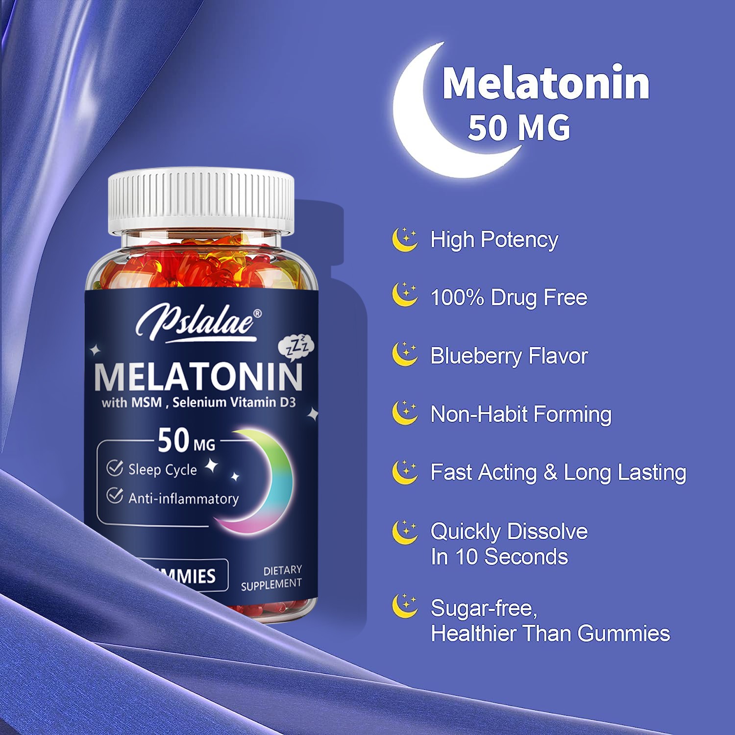 Melatonin 50mg – Improve Sleeping, Fall Asleep Faster, Extend Sleep Time 60pcs