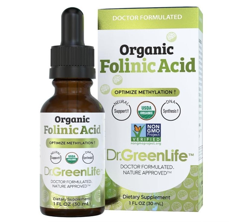 Organic Folinic Acid Drops, 500 mcg per drop, 1 fl oz (30 mL)