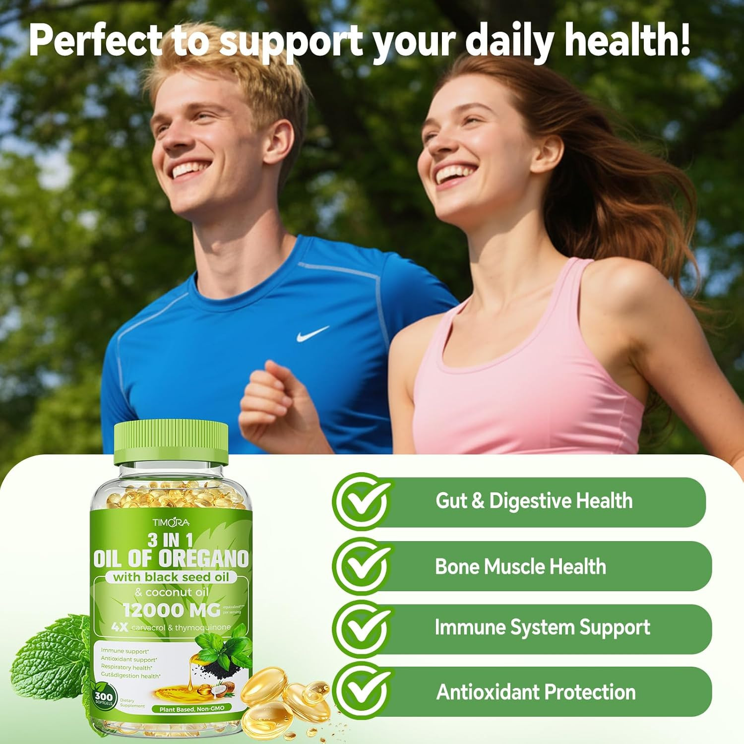 40:1 Oil of Oregano Softgels with Black Seed & Coconut Oil, 300 Count | 3-In-1 F