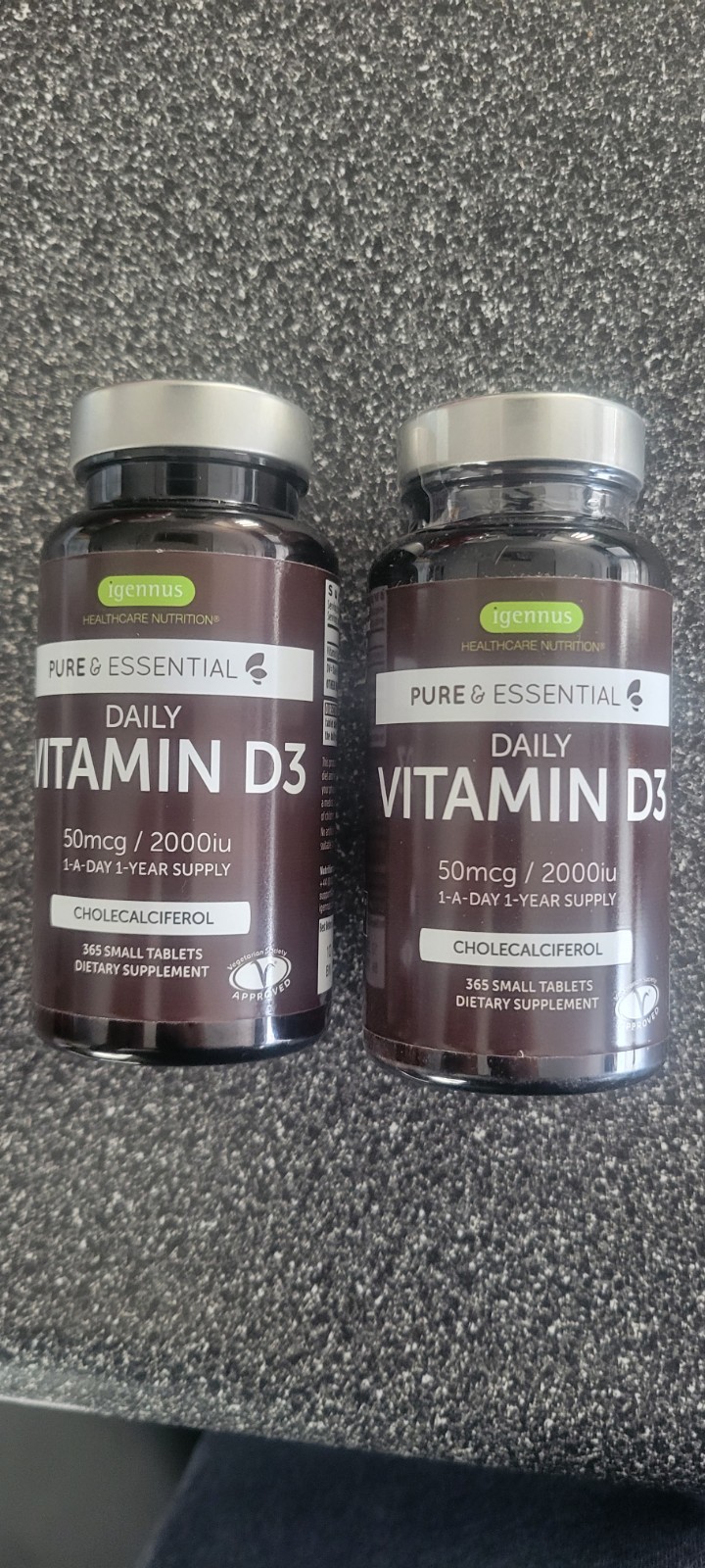 2 Igennus Daily Vitamin D3 2000iu 50 mcg 365 Small Tablets 1-Year Supply 10/2027