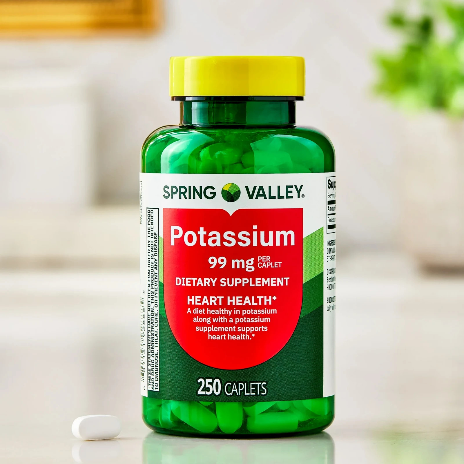 Spring Valley Potassium Caplets Dietary Supplement Value Size, 99 mg, 250 Count