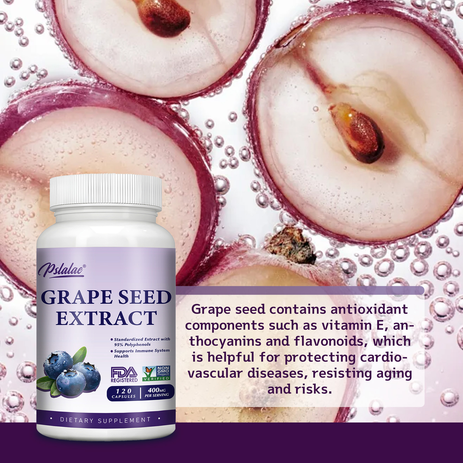 Grape Seed Extract-Max Strength 95% Polyphenols Antioxidant,Powerful Antioxidant