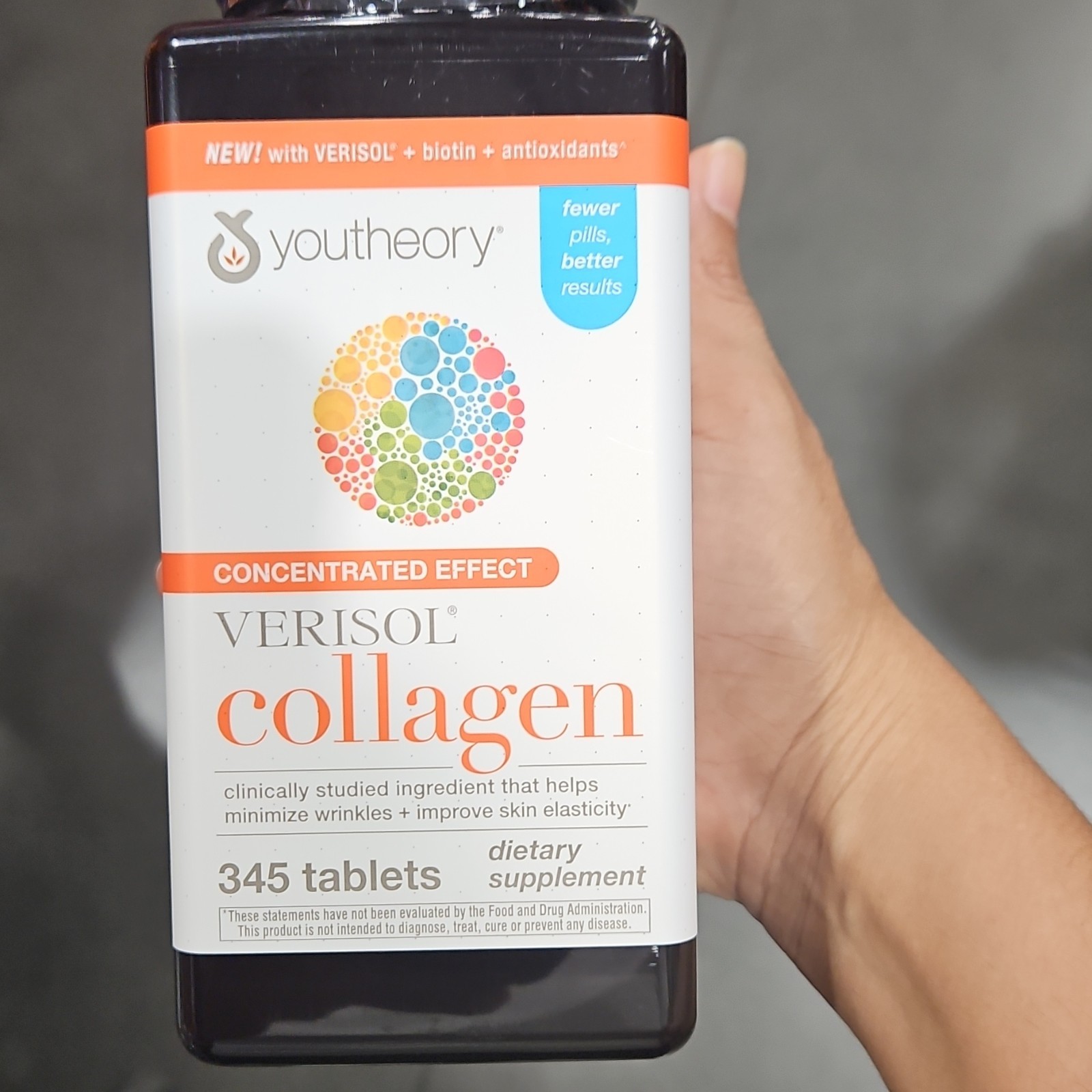 Youtheory Collagen Verisol 345 Tablets Biotin Antioxidants Skin Support