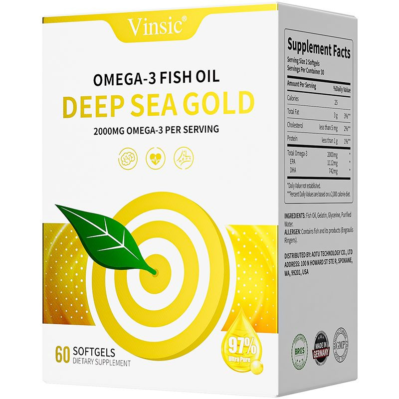 Fish Oil Omega 3 60 Capsules – Germany Made Deep Sea Gold High EPA DHA Support