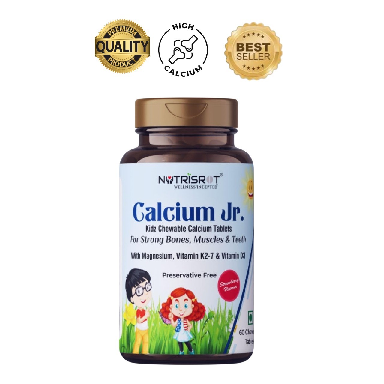 U.nived Calcium Jr Kids Calcium Tablets 60 Strawberry Chews