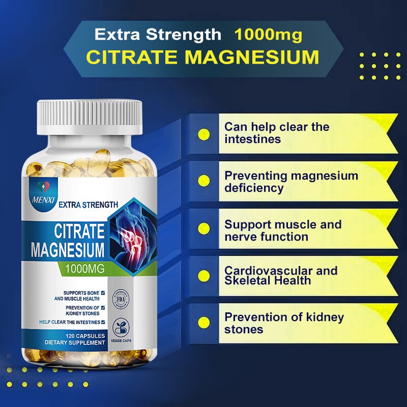 Magnesium Citrate 1000mg Capsules -Sleep and Muscle Support, Vegan, 120 softgels