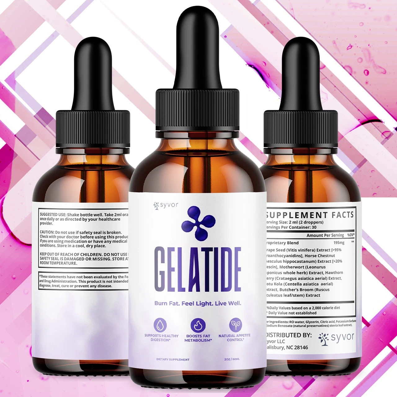 (3 Pack) Gelatide Drops Advanced Health & Fitness Vitamin Gela Tide 30 Servings