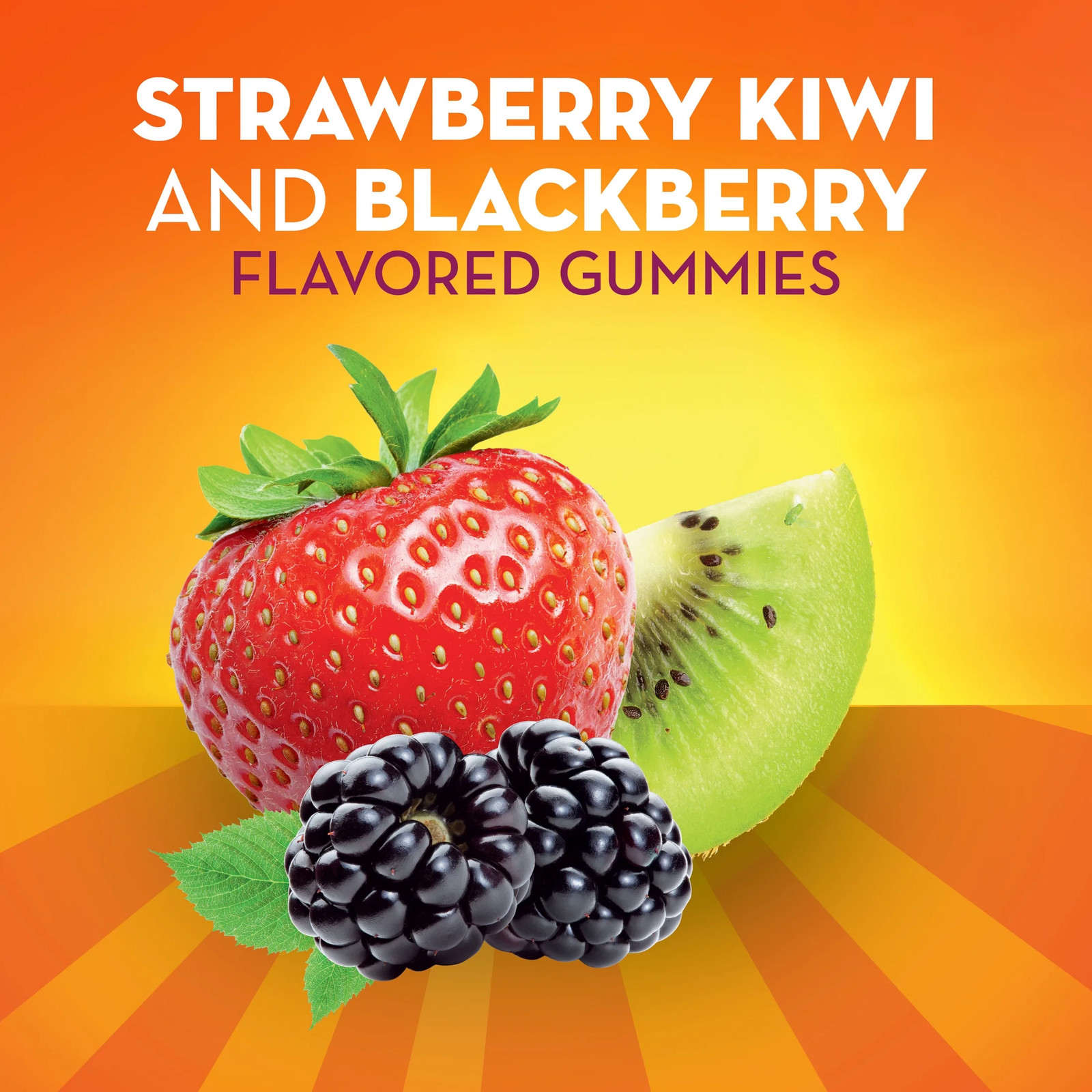 Strawberry Kiwi Blackberry Fiber Gummies with Probiotics 60 Count 2 Pack Metamuc