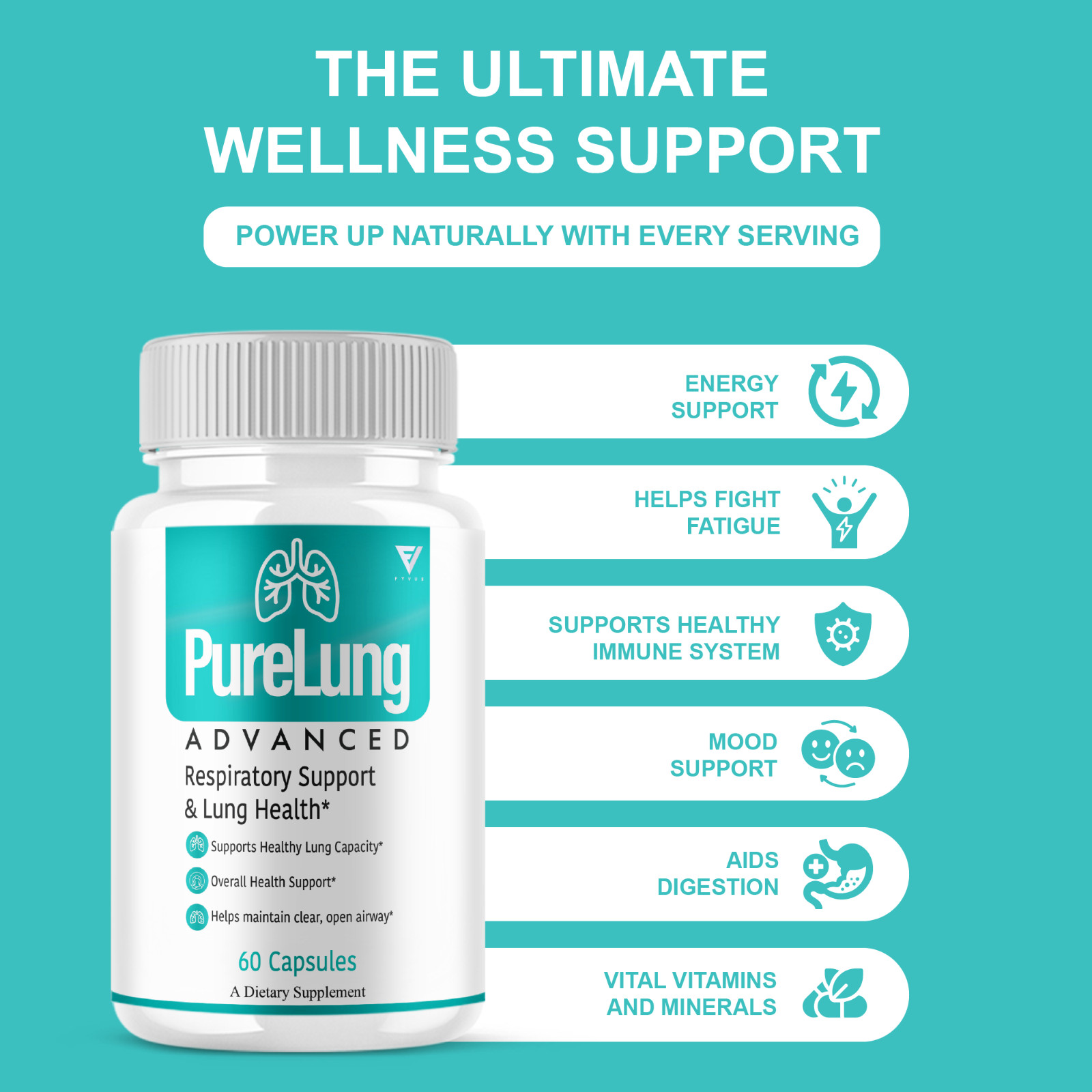(5 Pack) Pure Lung Advanced Wellness Support, PureLung Health (300 Capsules)