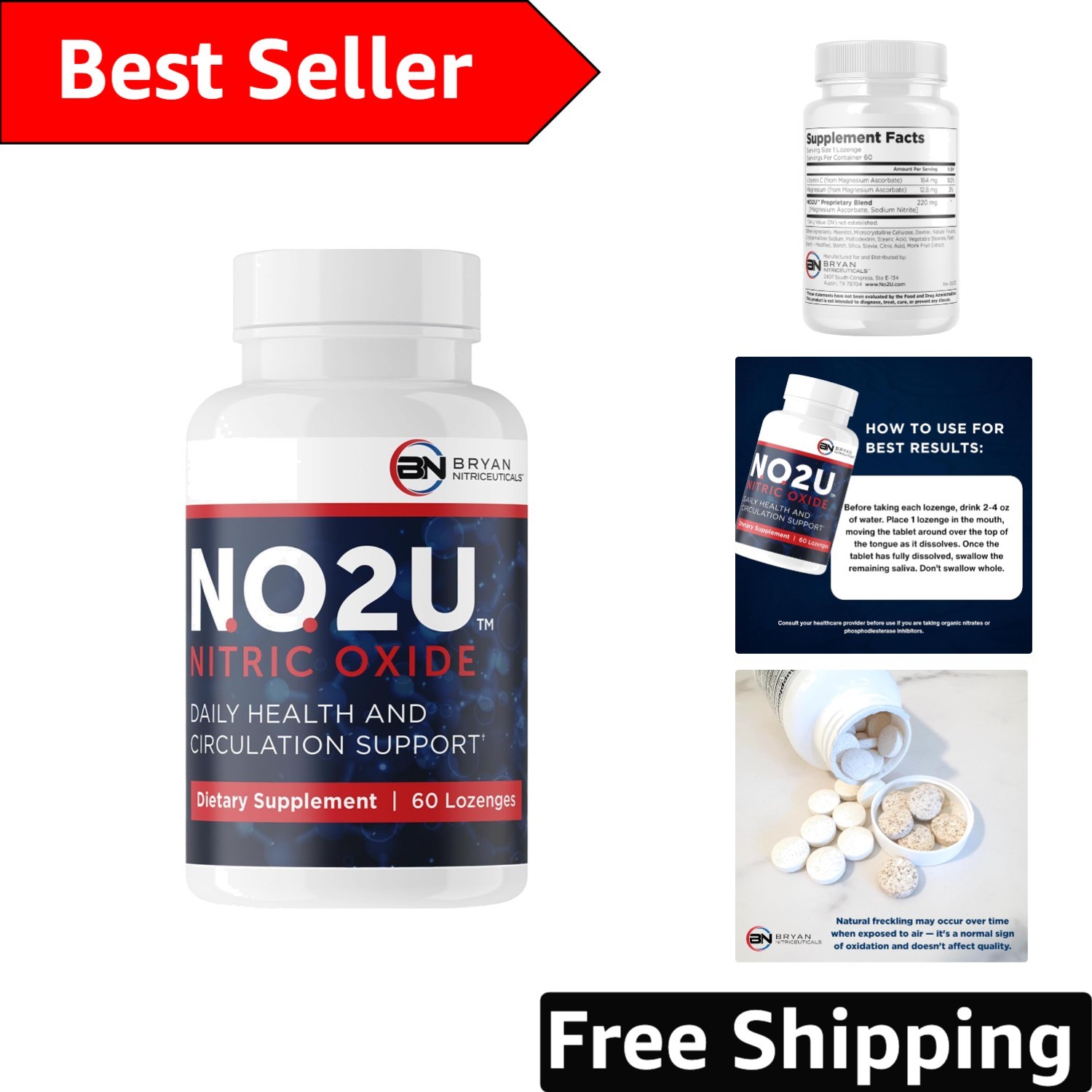 Natural Nitric Oxide Supplements – 60 Lozenges for Circulation & Wellness