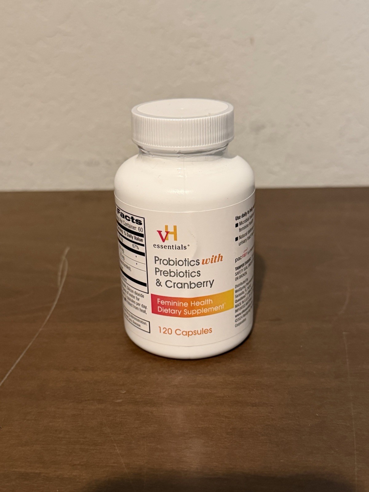 vH Essentials Probiotics + Prebiotics + Cranberry Feminine Health 120 Ct